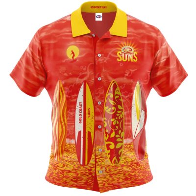AFL Gold Coast Suns Surfboard Hawaiian Shirt