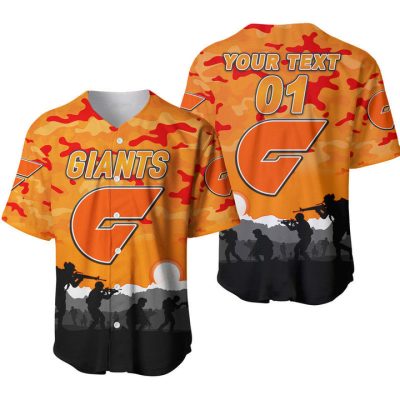 AFL Greater Western Sydney Giants Custom Text ANZAC Day Baseball Jersey