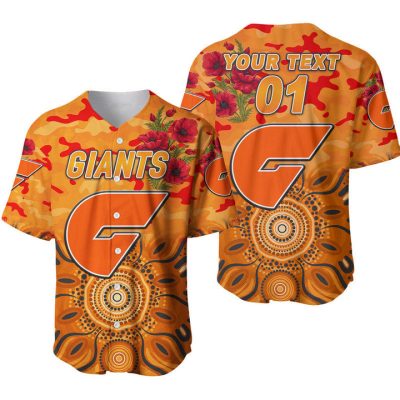 AFL Greater Western Sydney Giants Custom Text Indigenous Baseball Jersey