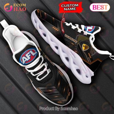 AFL Hawthorn Hawks Custom Name Black Brown Max Soul Shoes