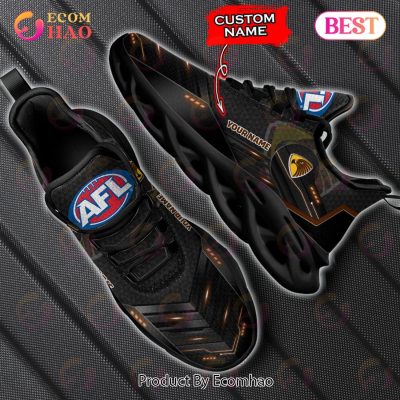 AFL Hawthorn Hawks Custom Name Black Brown Max Soul Shoes