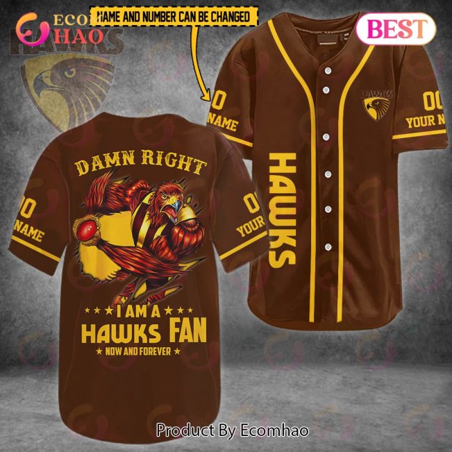 AFL Hawthorn Hawks Custom Name Number FAN Now And Forever Baseball Jersey