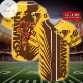 AFL Hawthorn Hawks Custom Name Number Mascot Baseball Jersey