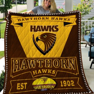 AFL Hawthorn Hawks EST 1902 Quilt Blanket