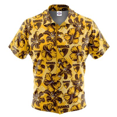 AFL Hawthorn Hawks Floral Hawaiian Shirt