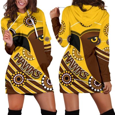 AFL Hawthorn Hawks Gold Brown Women Hoodie Dress