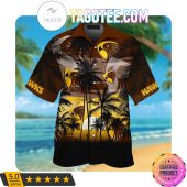 AFL Hawthorn Hawks Palm Trees Sunrise Hawaiian Shirt