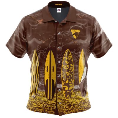 AFL Hawthorn Hawks Surfboard Hawaiian Shirt