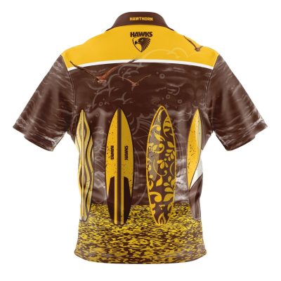AFL Hawthorn Hawks Surfboard Hawaiian Shirt