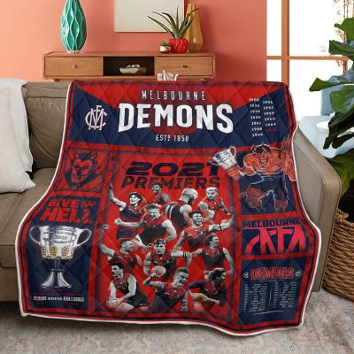 AFL Melbourne Demons 2021 Premiers Quilt Blanket