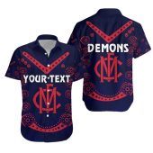 AFL Melbourne Demons Custom Name Number Indigenous Hawaiian Shirt