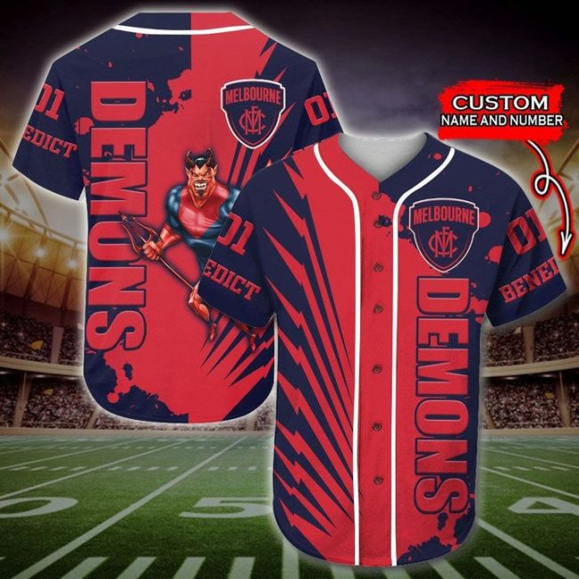 AFL Melbourne Demons Custom Name Number Mascot Baseball Jersey