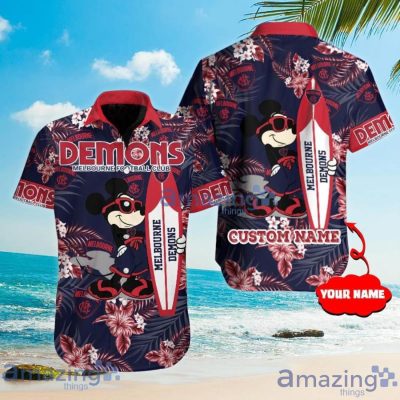 AFL Melbourne Demons Custom Name x Mickey Hawaiian Shirt