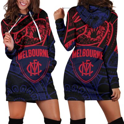 AFL Melbourne Demons Indigenous Blue Red Women Hoodie Dress