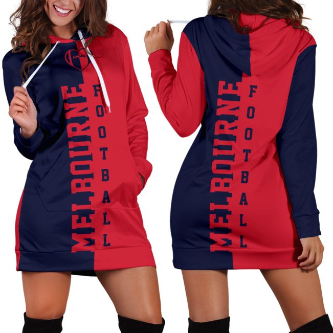 AFL Melbourne Demons Navy Blue Red Women Hoodie Dress