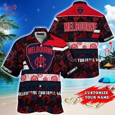 AFL Melbourne Demons Tropical Flowers Hawaiian Shirt