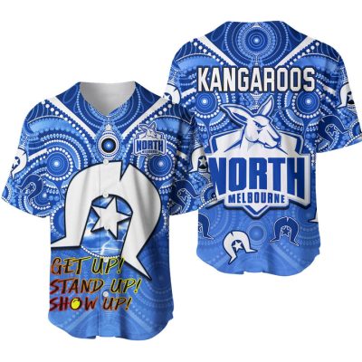 AFL North Melbourne Kangaroos Aboriginal Blue Baseball Jersey