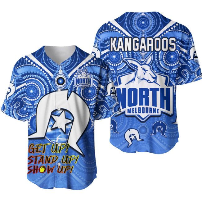 AFL North Melbourne Kangaroos Aboriginal Blue Baseball Jersey