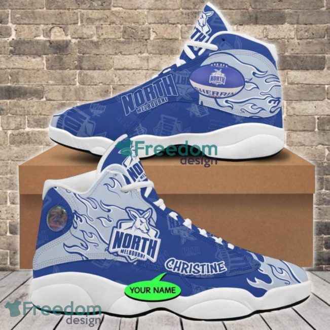AFL North Melbourne Kangaroos Custom Name Fire Air Jordan 13 Shoes