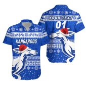 AFL North Melbourne Kangaroos Custom Name Number Christmas Style Hawaiian Shirt