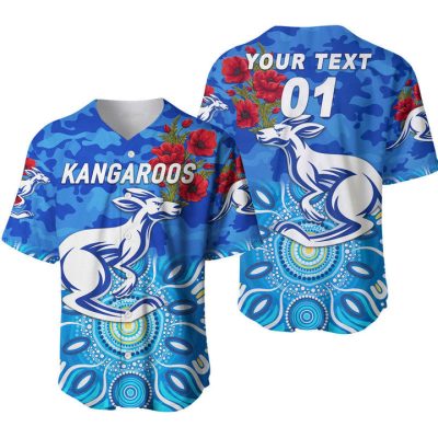 AFL North Melbourne Kangaroos Custom Text Number Indigenous Baseball Jersey