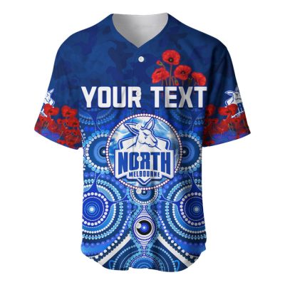 AFL North Melbourne Kangaroos Custom Text Poppy Flowers Baseball Jersey