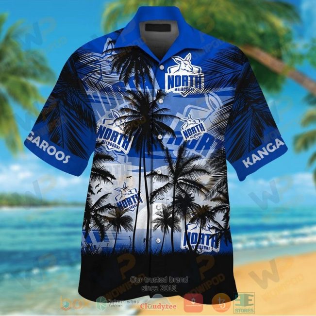 AFL North Melbourne Kangaroos Palm Trees Sunrise Hawaiian Shirt