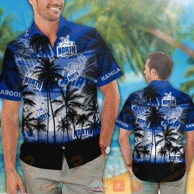 AFL North Melbourne Kangaroos Palm Trees Sunrise Hawaiian Shirt