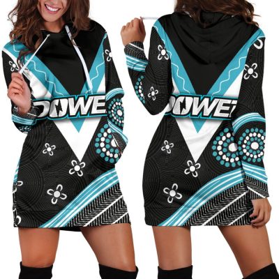 AFL Port Adelaide Aboriginal Black Teal Women Hoodie Dress