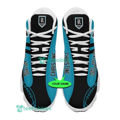 AFL Port Adelaide Custom Name Black Blue Air Jordan 13 Shoes