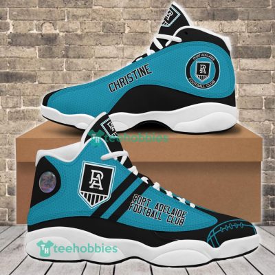 AFL Port Adelaide Custom Name Black Blue Air Jordan 13 Shoes
