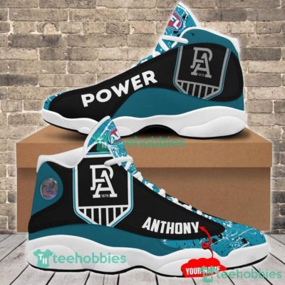 AFL Port Adelaide Custom Name Blue Air Jordan 13 Shoes