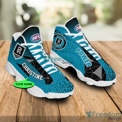 AFL Port Adelaide Custom Name Blue Air Jordan 13 Shoes V3