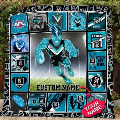 AFL Port Adelaide Custom Name Mascot Quilt Blanket