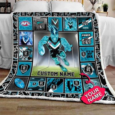 AFL Port Adelaide Custom Name Mascot Quilt Blanket