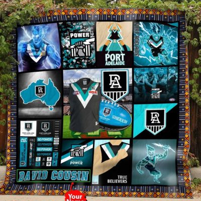 AFL Port Adelaide Custom Name Teal Quilt Blanket