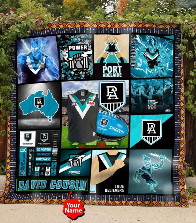 AFL Port Adelaide Custom Name Teal Quilt Blanket
