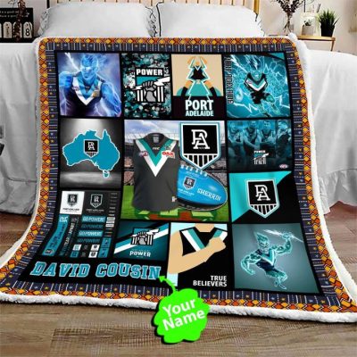AFL Port Adelaide Custom Name Teal Quilt Blanket