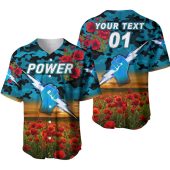 AFL Port Adelaide Custom Text Number Poppy Flowers Baseball Jersey