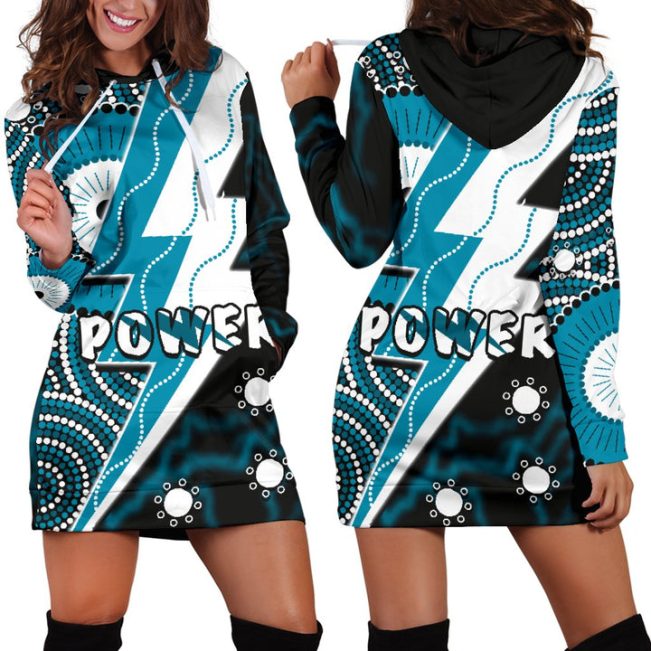 AFL Port Adelaide Indigenous Teal Black Women Hoodie Dress
