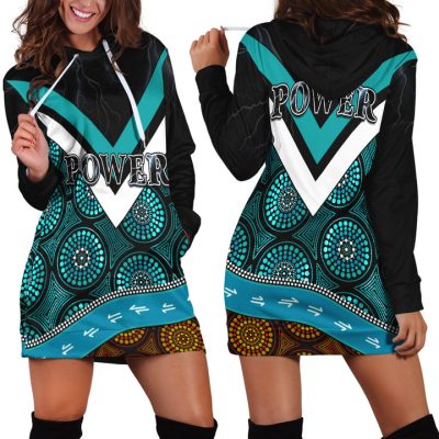 AFL Port Adelaide Indigenous Teal Black Women Hoodie Dress V2