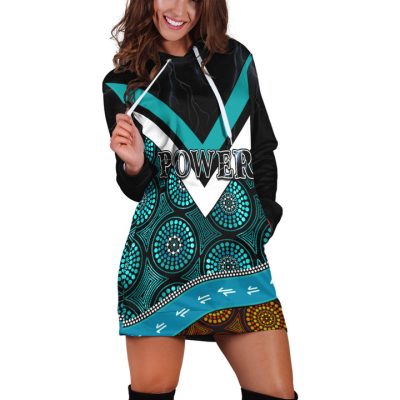 AFL Port Adelaide Indigenous Teal Black Women Hoodie Dress V2