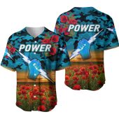 AFL Port Adelaide Poppy Flowers Teal Baseball Jersey