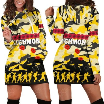 AFL Richmond Tigers ANZAC Day Yellow Black Women Hoodie Dress