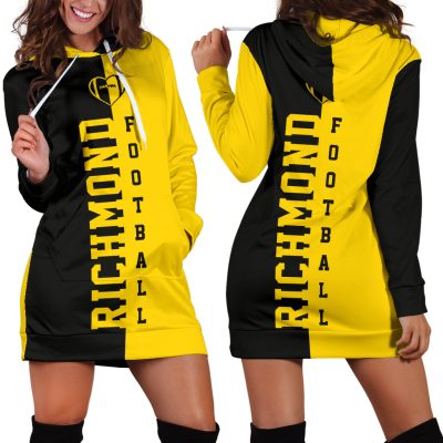 AFL Richmond Tigers Black Yellow Women Hoodie Dress