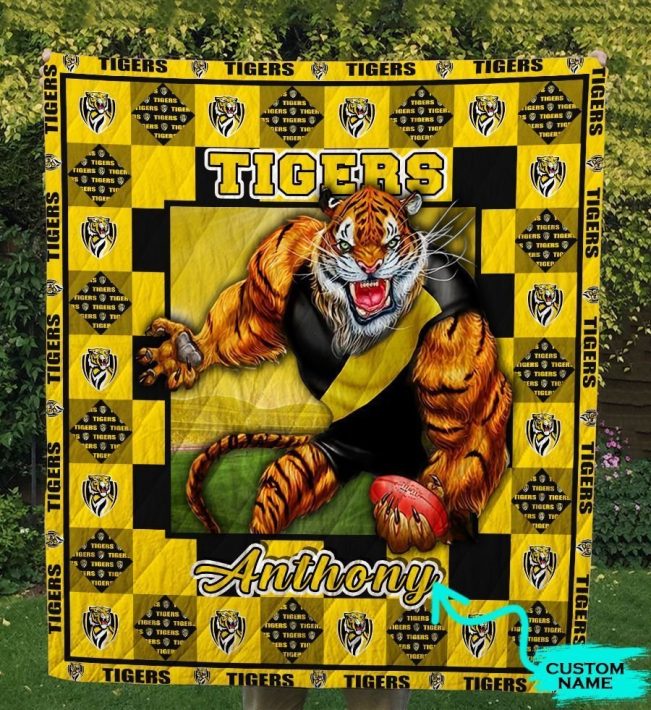 AFL Richmond Tigers Custom Name Mascot Quilt Blanket