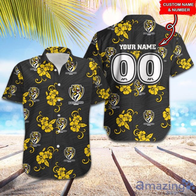 AFL Richmond Tigers Custom Name Number Tribal Hawaiian Shirt