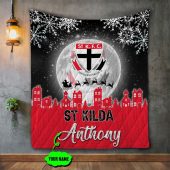 AFL St Kilda Saints Custom Name Christmas Quilt Blanket