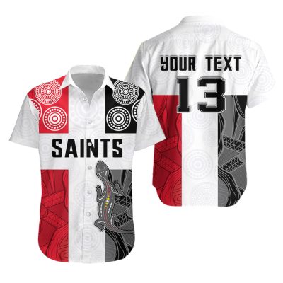 AFL St Kilda Saints Custom Name Number Indigenous Hawaiian Shirt