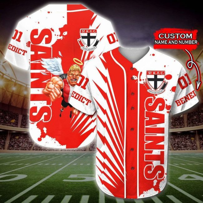 AFL St Kilda Saints Custom Name Number Mascot Baseball Jersey
